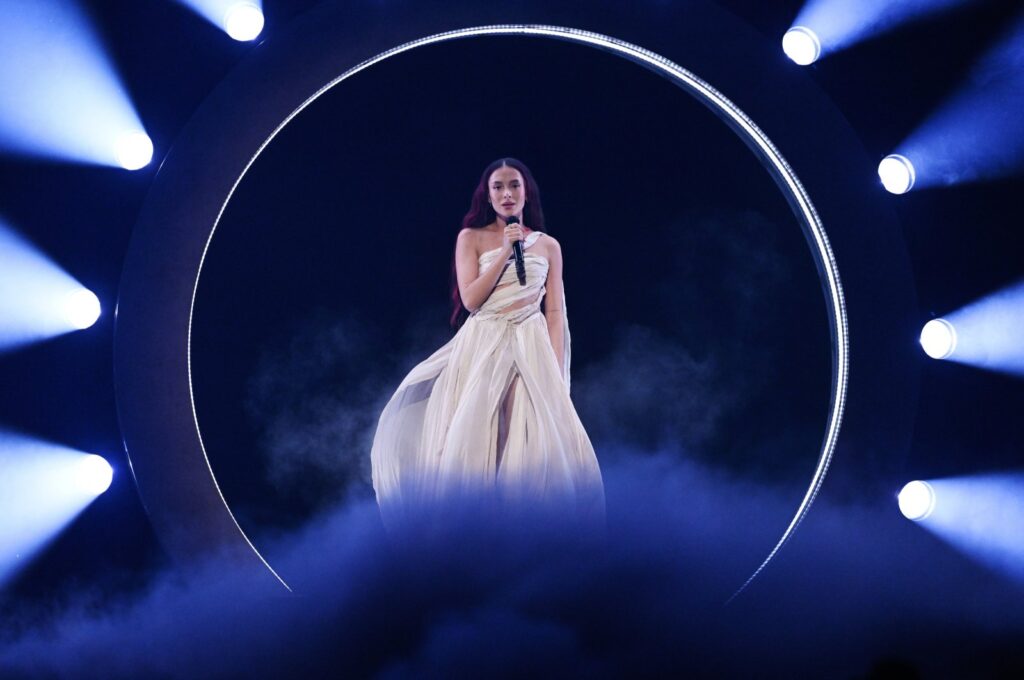 Eden Golan, representing Israel with the song "Hurricane," performs during the second semifinal of the 68th edition of the Eurovision Song Contest (ESC) at the Malmo Arena, Malmo, Sweden, May 9, 2024. (EPA Photo)