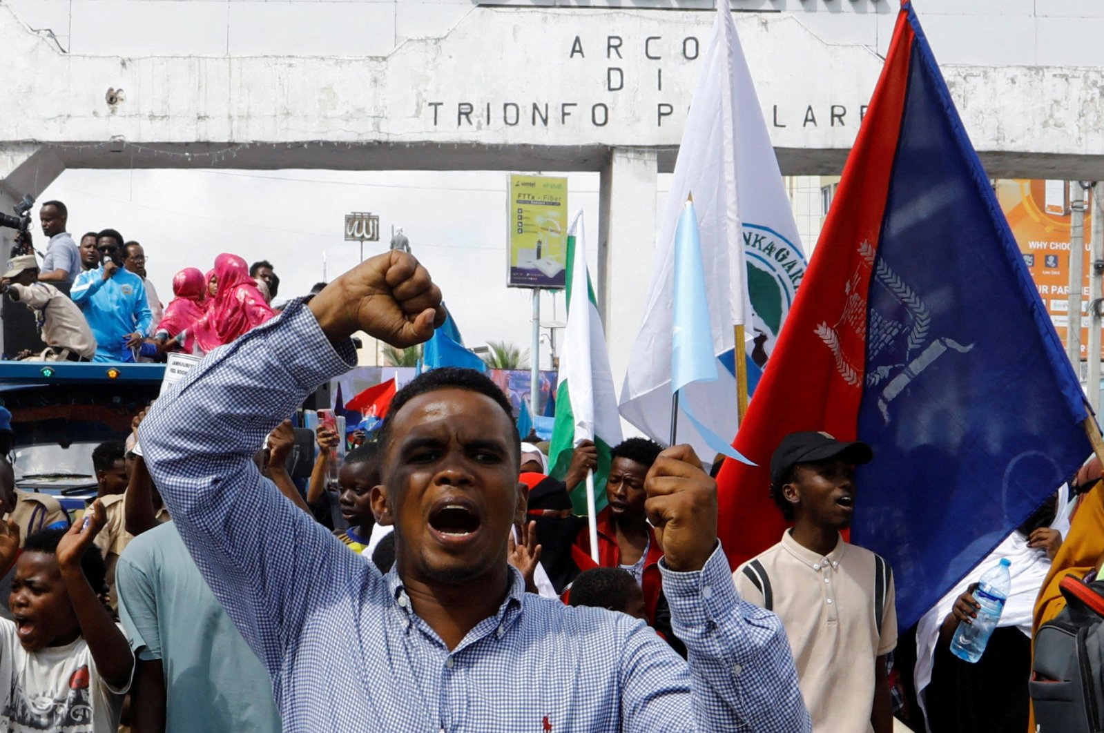 A Somali man reacts during a march in Mogadishu, Somalia, Jan. 11, 2024. (Reuters Photo)
