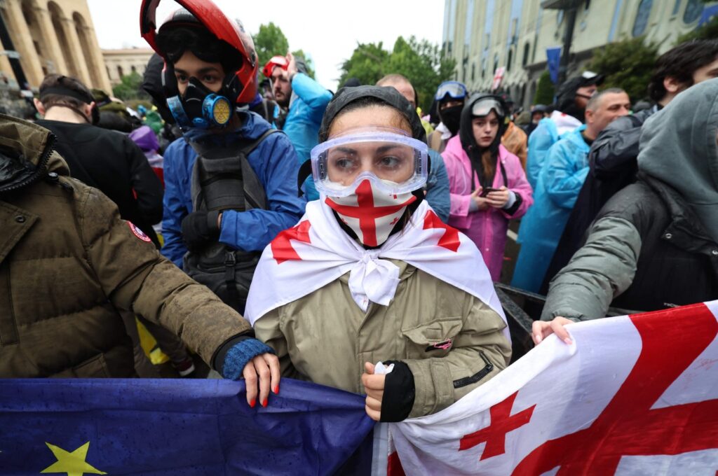 Georgian protesters rally against the controversial "foreign influence" bill in Tbilisi, Georgia, May 14, 2024. (AFP Photo)