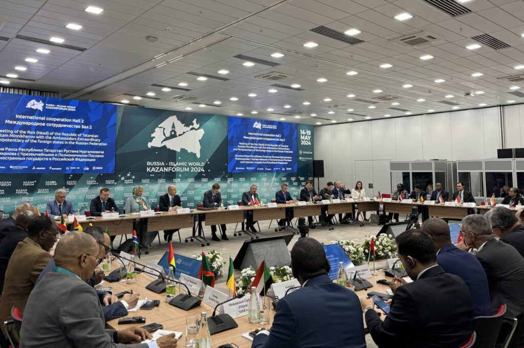 Participants attend a panel during the international economic summit "Russia-Islamic World: KazanForum 2024," Kazan, Tatarstan, Russia, May 15, 2024. (AA Photo)