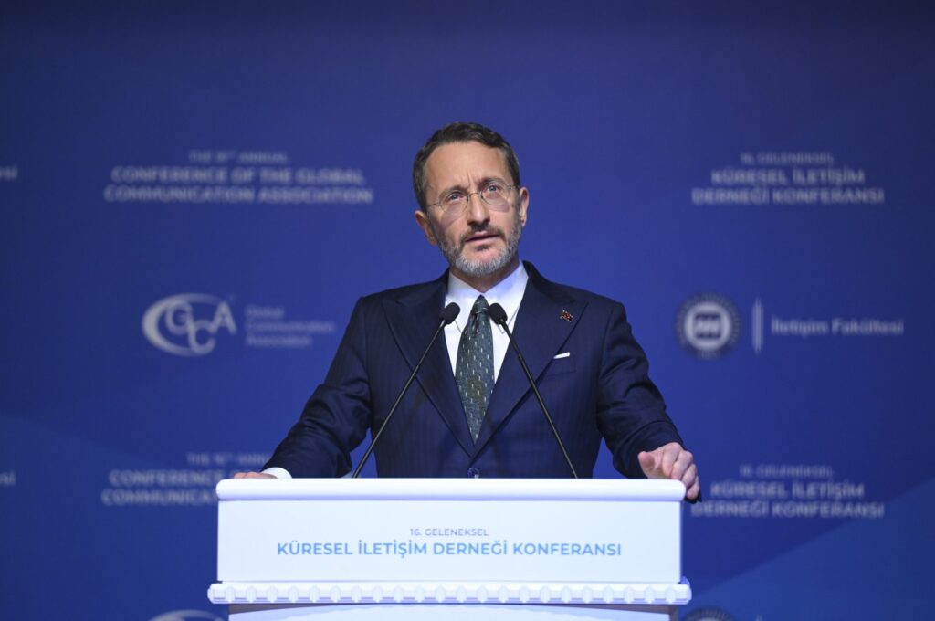 Communications Director Fahrettin Altun speaks at a communications conference in Ankara  May 15, 2024. (AA File Photo)