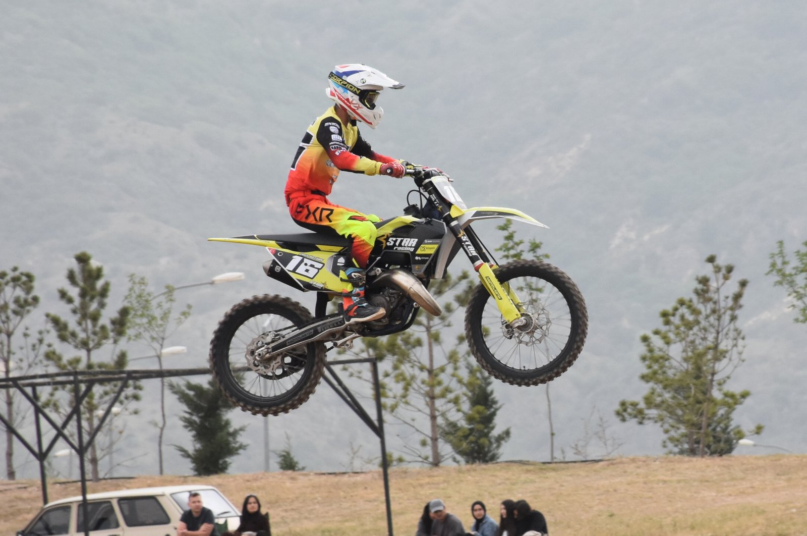 A rider in action during the Turkish KAYO Motocross Championship at the Afyonkarahisar Motorsports Center, Afyonkarahisar, Türkiye, May 14, 2024. (AA Photo)