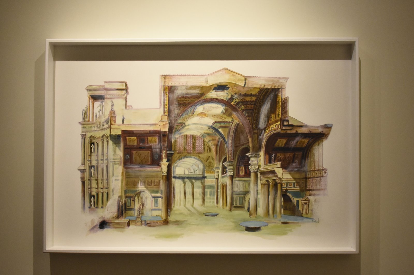The exhibition titled "Beyond Time: Istanbul-Rome," featuring 42 works by the artist Kenan Işık, opens at Kalyon Kültür, Istanbul, Türkiye, May 21, 2024. (AA Photo)