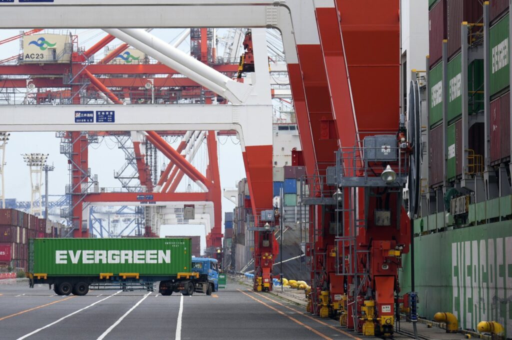 A container ship is loaded at a port in Tokyo, Japan, May 22, 2024. (EPA Photo)