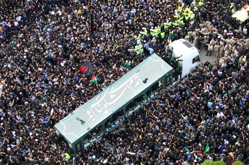 A handout picture provided by the Iranian Presidency shows Iranian mourners attending the funeral of late President Ebrahim Raisi in the city of Mashhad, Iran, May 23, 2024. (AFP Photo)