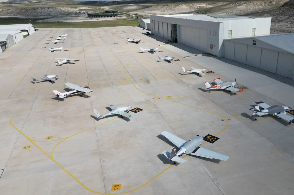 Fifteen German aviation enthusiasts landed at Eskişehir's Sivrihisar Aviation Center to tour the city for four days, Eskişehir, Türkiye, May 26, 2024. (DHA Photo)