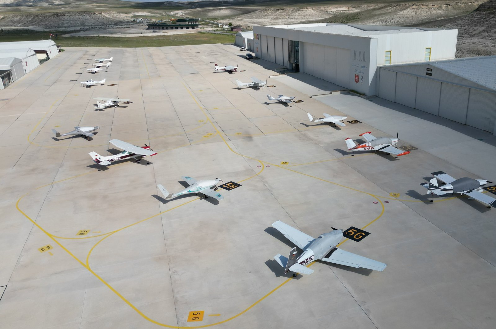 Fifteen German aviation enthusiasts landed at Eskişehir's Sivrihisar Aviation Center to tour the city for four days, Eskişehir, Türkiye, May 26, 2024. (DHA Photo)