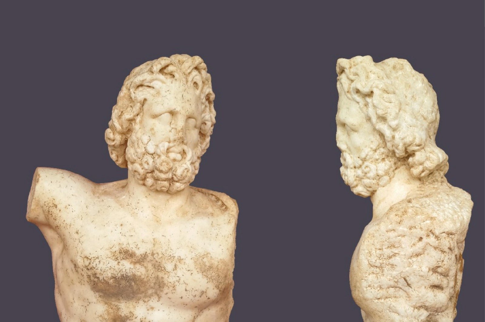 The statue of Zeus, from the Roman Imperial Period was found during excavation works in the ancient city of Aspendos, Antalya, Türkiye, May 27, 2024. (AA Photo)