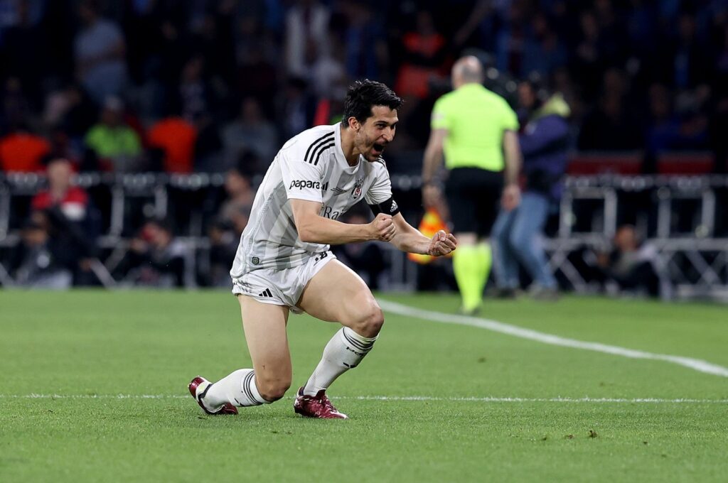 Beşiktaş's defender Necip Uysal celebrates during the Turkish Cup match against Trabzonspor at the Atatürk Olympic Stadium, Istanbul, Türkiye, May 23, 2024. (AA Photo)