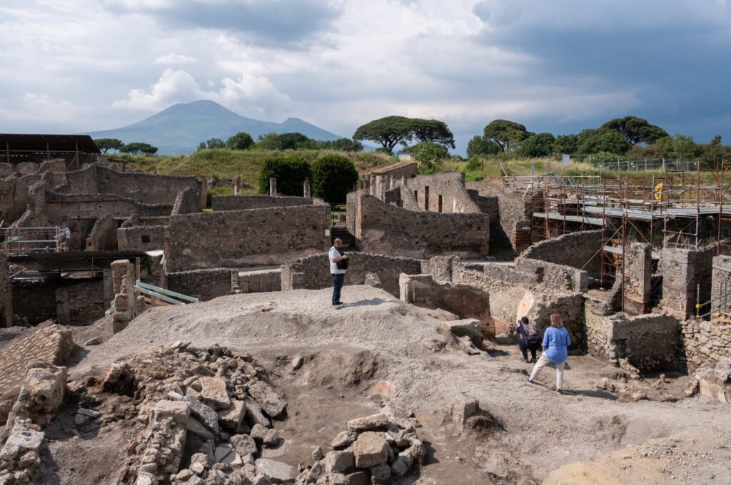 Italy's Culture Minister Gennaro Sangiuliano inspects the new excavation site Regio IX (Region 9) in Pompeii Archaeological Park, Pompeii, Italy, May 29, 2023. (AA Photo)