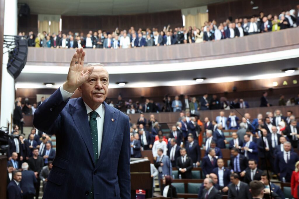 President Recep Tayyip Erdoğan attends his AK Party's meeting, Ankara, Türkiye, May 29, 2024. (DHA Photo)