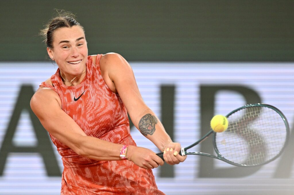 Belarus's Aryna Sabalenka during her Women's Singles second round match against Japan's Moyuka Uchijima during the French Open Grand Slam tennis tournament at Roland Garros, Paris, France, May 30, 2024. (EPA Photo)