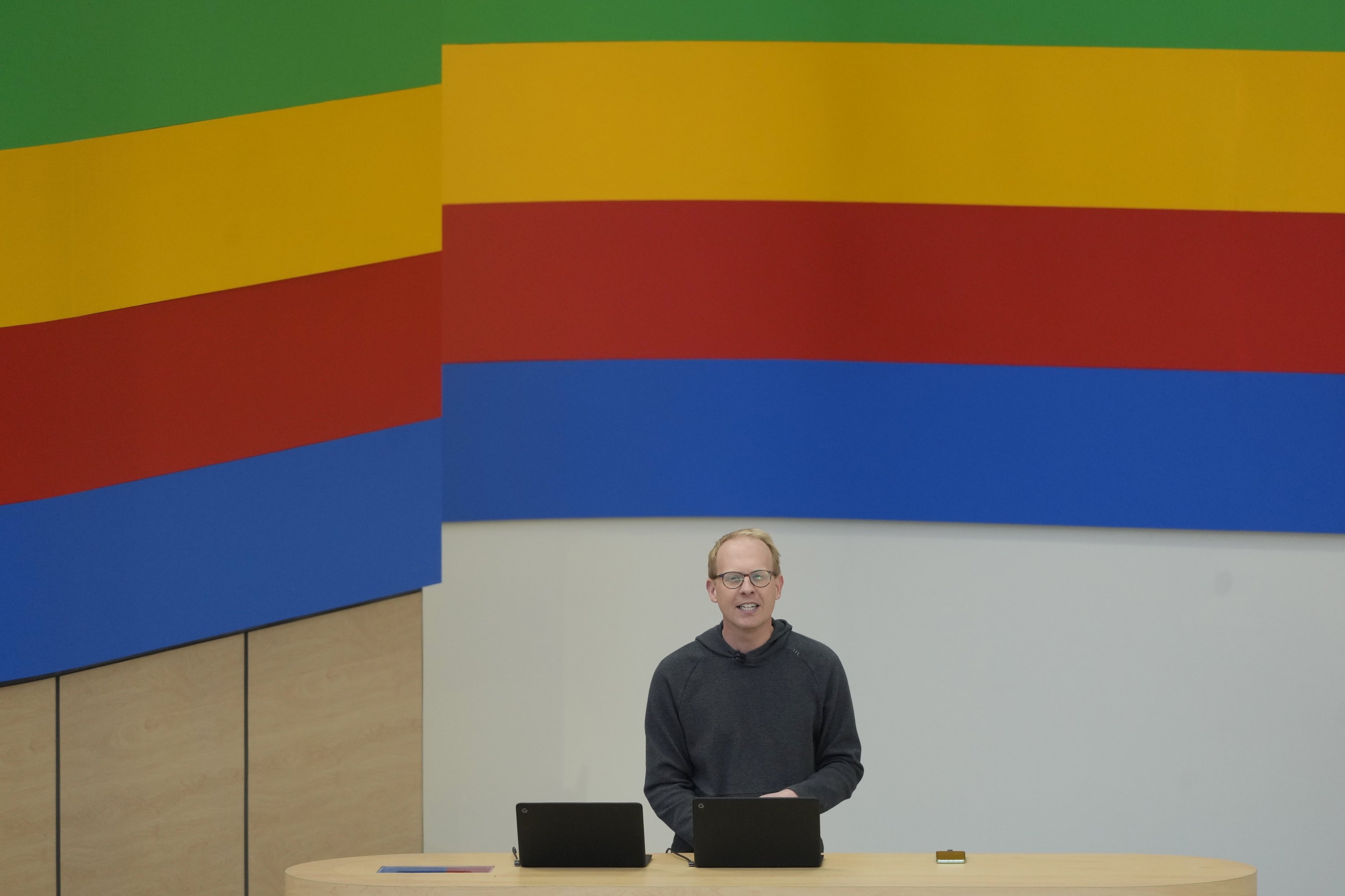 330550 Google's Josh Woodward speaks at a Google I/O event, Mountain View, California, U.S., May 14, 2024. (AP Photo)