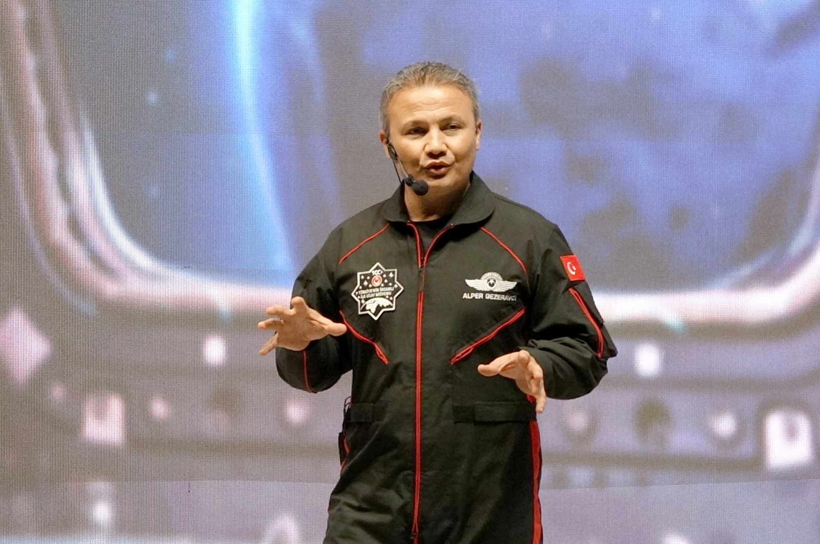 Alper Gezeravcı, Türkiye's first astronaut, speaks during an event in Trabzon, northern Türkiye, May 24, 2024. (DHA Photo)