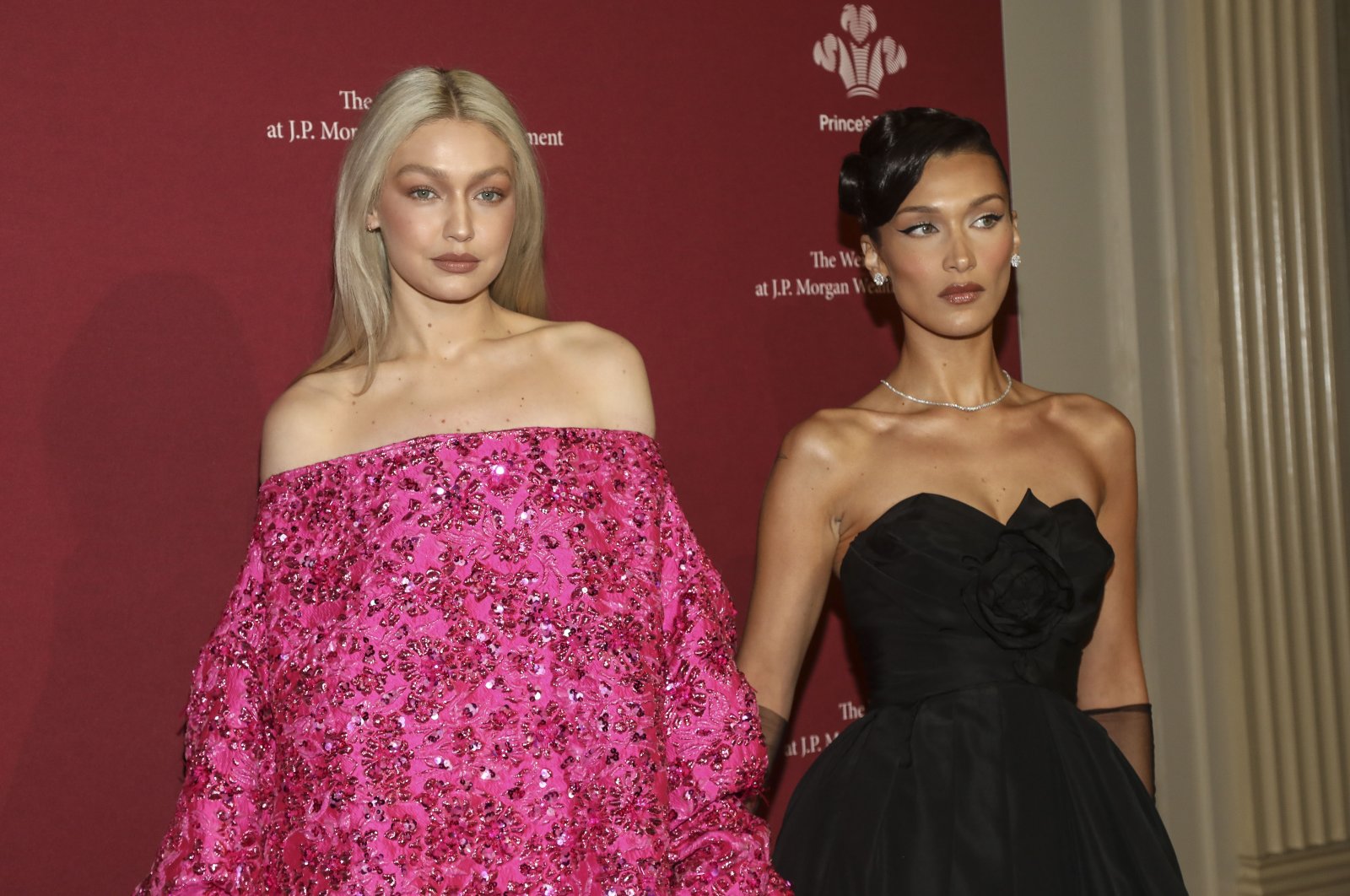Fashion models Gigi Hadid, left, and Bella Hadid, right, attend the Prince's Trust gala at Cipriani 25 Broadway, in New York, Thursday, April 28, 2022. (AP File Photo)