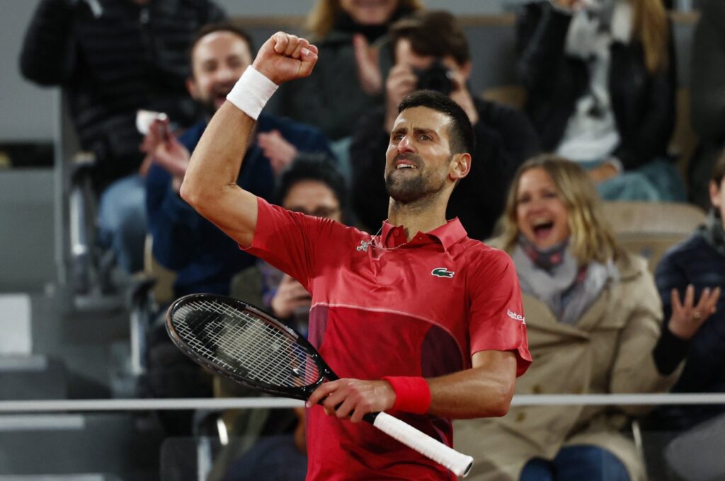 Serbia's Novak Djokovic reacts during his French Open third round match against Italy's Lorenzo Musetti at the Roland Garros, Paris, France, June 2, 2024. (Reuters Photo)