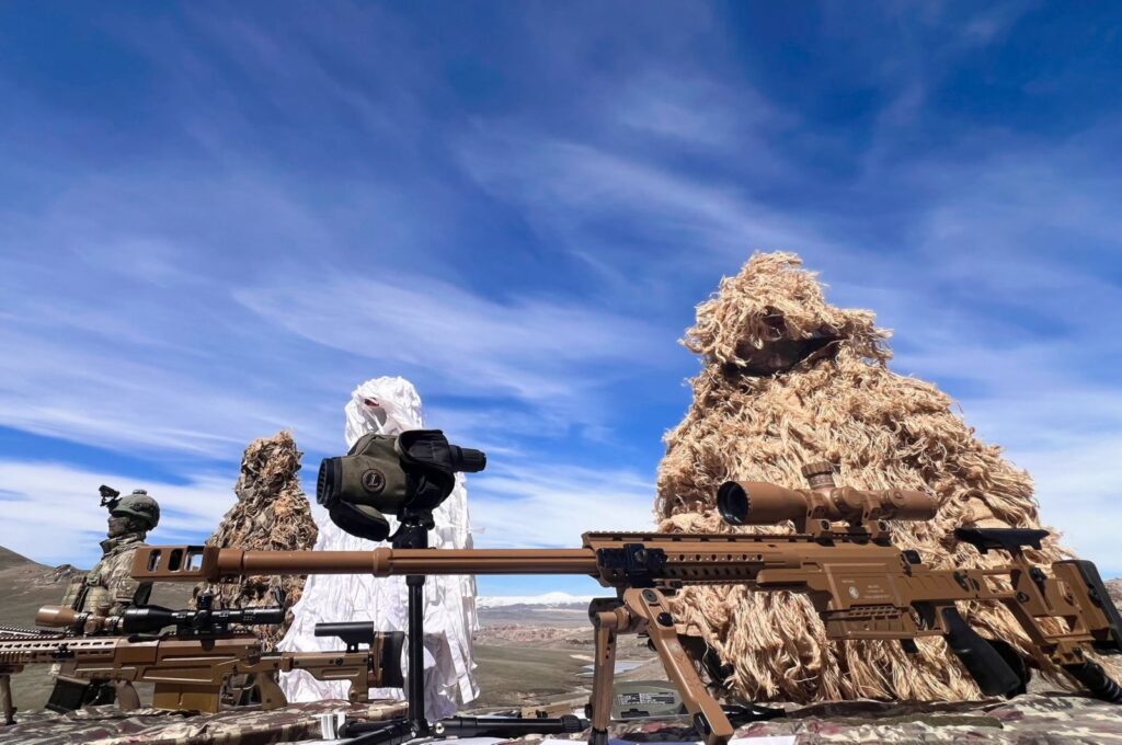 Snipers of the Turkish army pose with their weapons during a military drill in Kars, eastern Türkiye, April 4, 2024. (AA Photo)