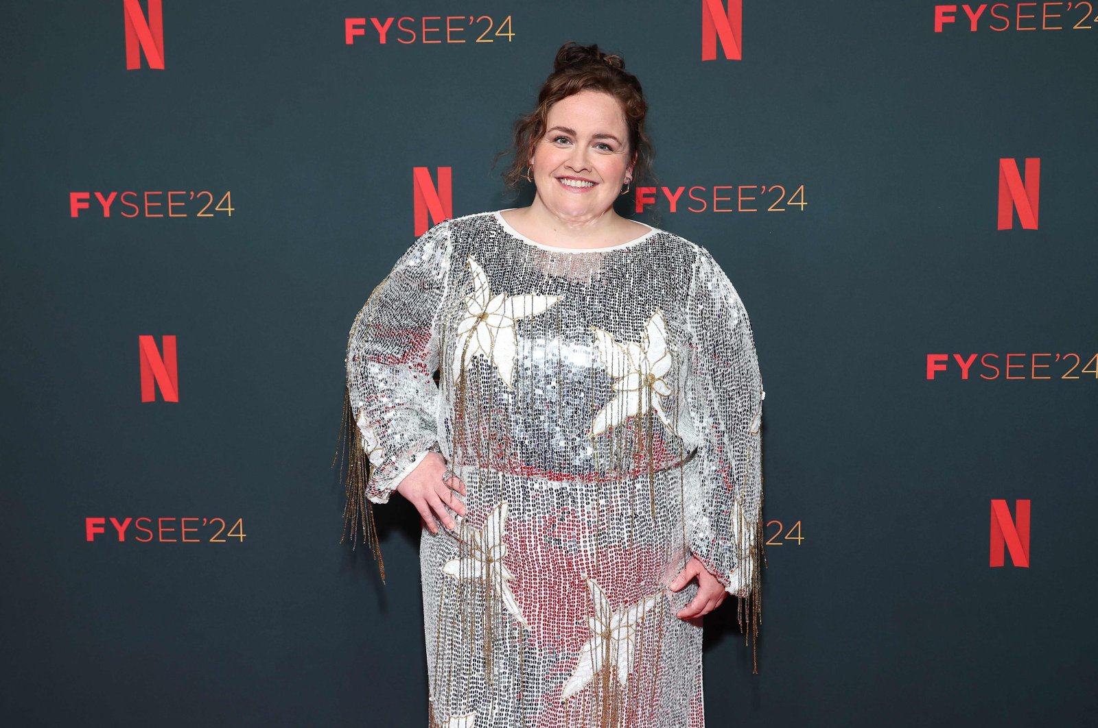 Jessica Gunning attends the Los Angeles Special Screening and Photo Call for Netflix's "Baby Reindeer" at FYSEE, Sunset Las Palmas Studios, Los Angeles, California, June 1, 2024. (AFP Photo)