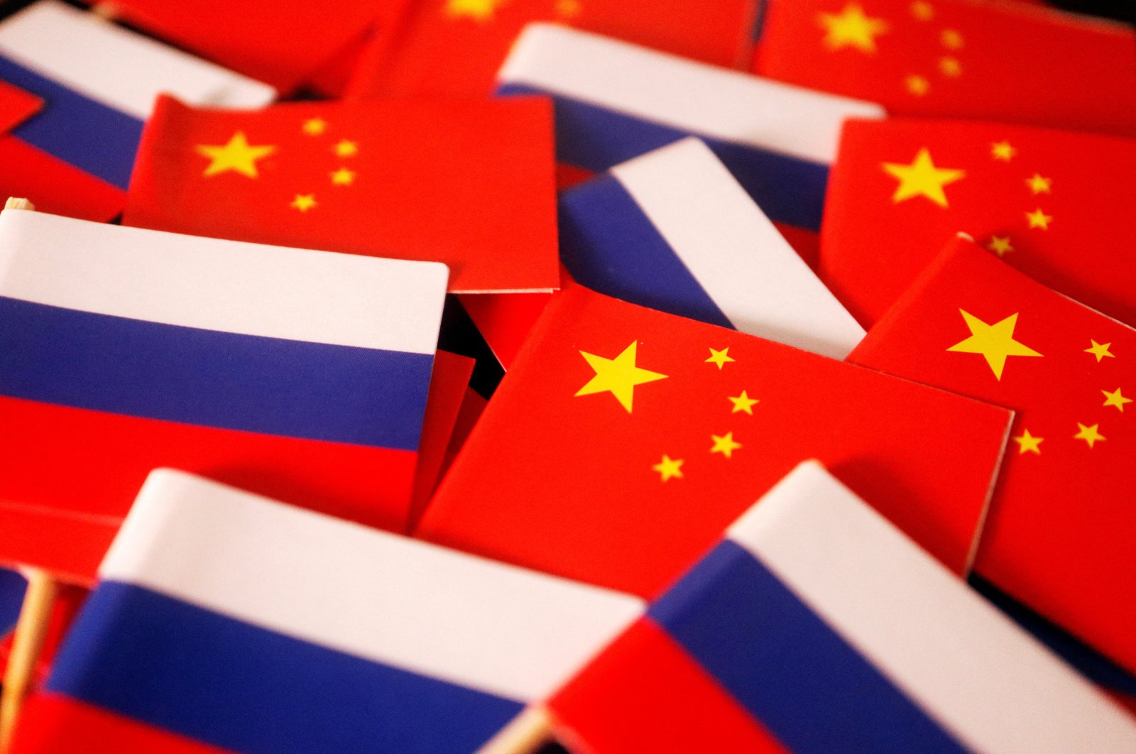 Flags of China and Russia are displayed in this illustration picture taken, March 24, 2022. (Reuters Photo)