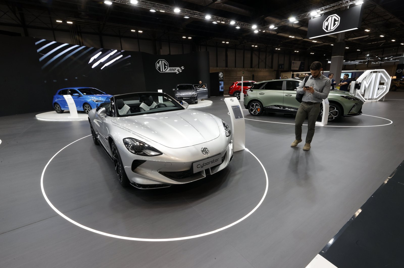 A model of MG Ciberster is displayed during the inauguration of the Madrid Car Experience motor show, Madrid, Spain, May 22, 2024. (EPA Photo)