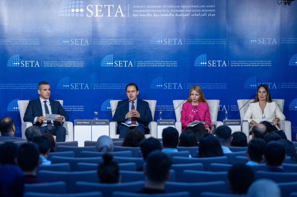 Attendees speak at the “Türkiye-EU Relations in a Changing World Panel” in the capital Ankara, Türkiye, June 10, 2024. (AA Photo)