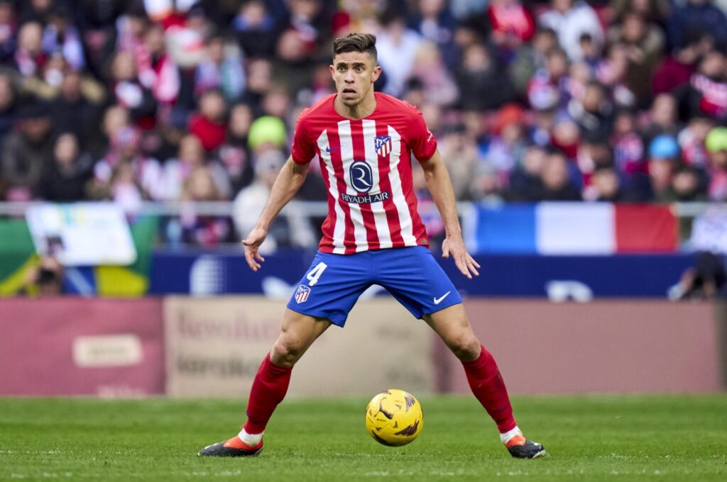 Atletico Madrid's Gabriel Paulista looks with the ball during the La Liga match between Atletico Madrid and Real Betis at Civitas Metropolitano Stadium, Madrid, Spain, March 3, 2024. (Getty Images Photo)