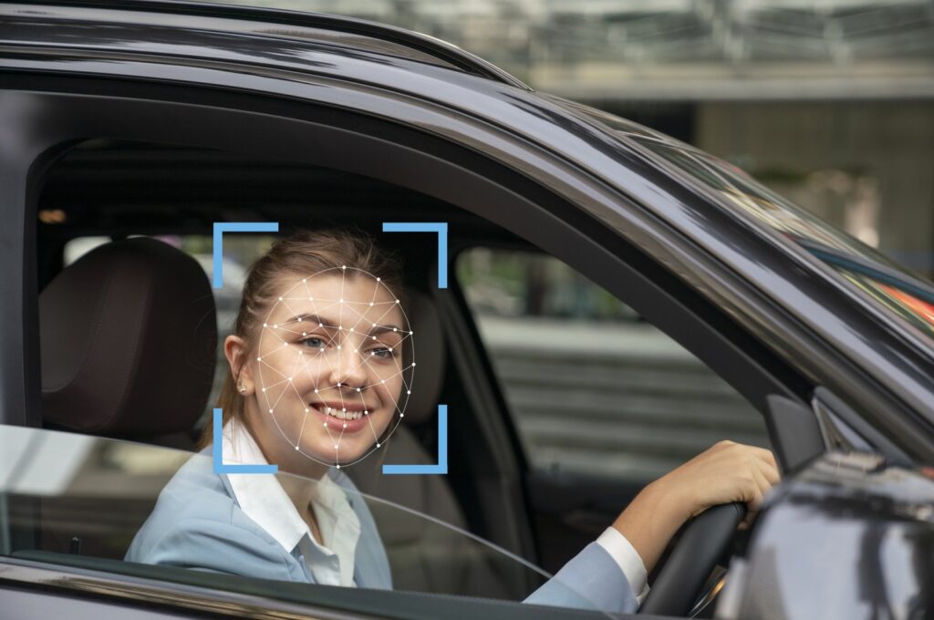 A woman is scanned by face recognition technology. (Getty Images Photo)