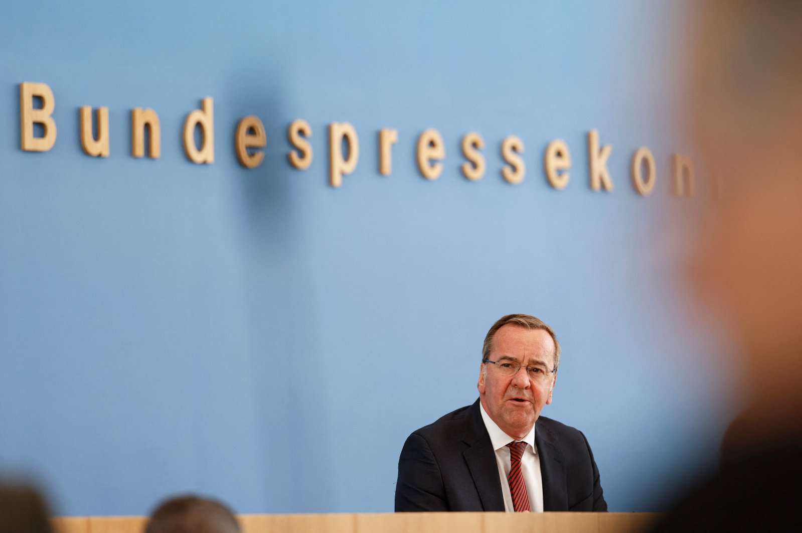 German Defense Minister Boris Pistorius attends a news conference on a reform of the military service in Germany in Berlin, June 12, 2024. (AFP Photo)