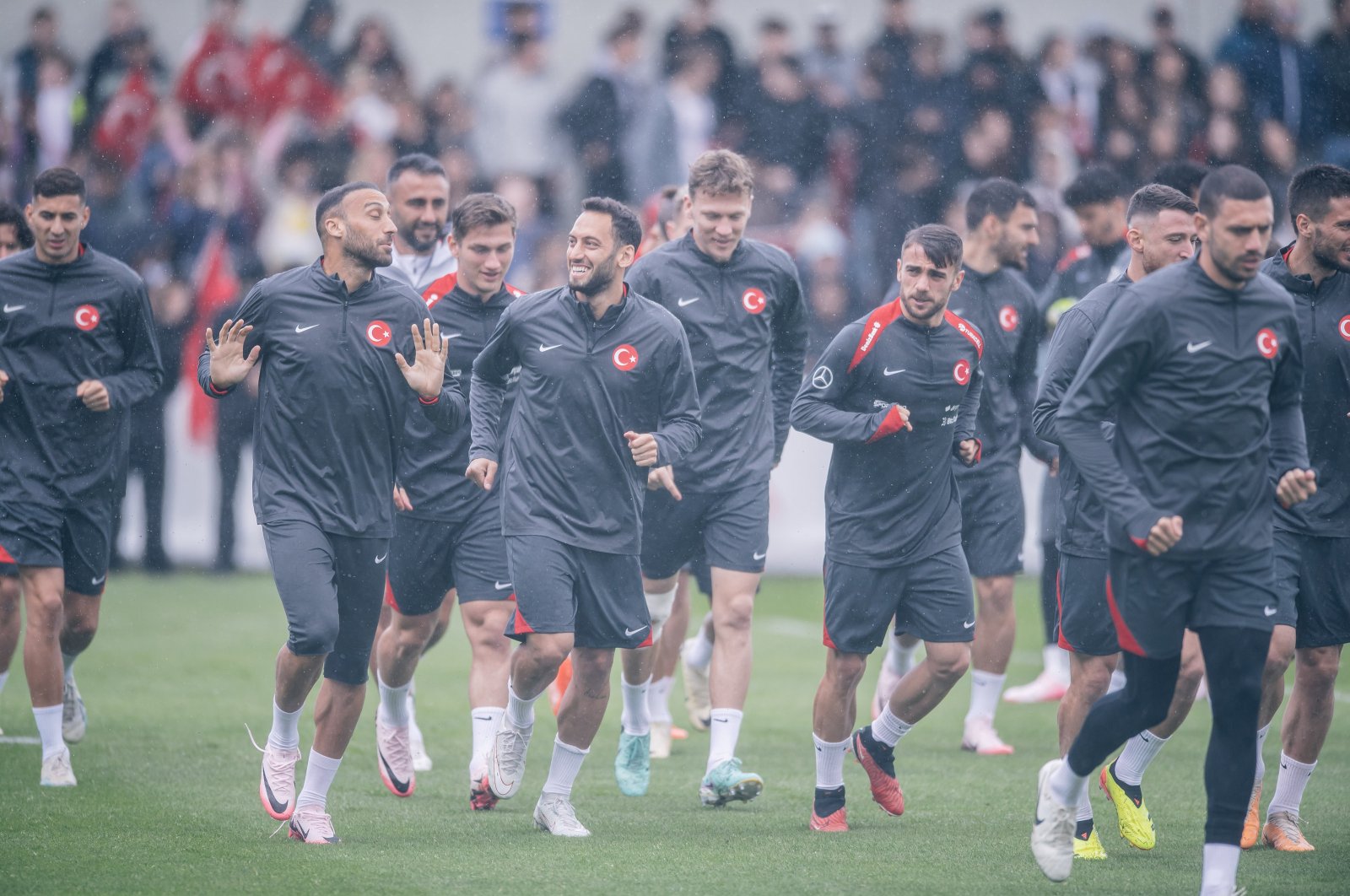 Turkish national football players during an open training session at the August-Wenzel Stadium, Hannover, Germany, June 12, 2024. (AA Photo)