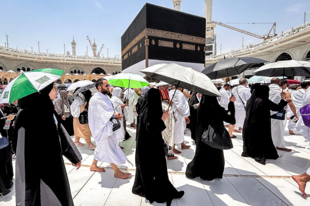 Muslim worshippers walk around the Kaaba, Islam's holiest site, at the Grand Mosque ahead of the annual Hajj pilgrimage, Mecca, Saudi Arabia, June 13, 2024. (AFP Photo)