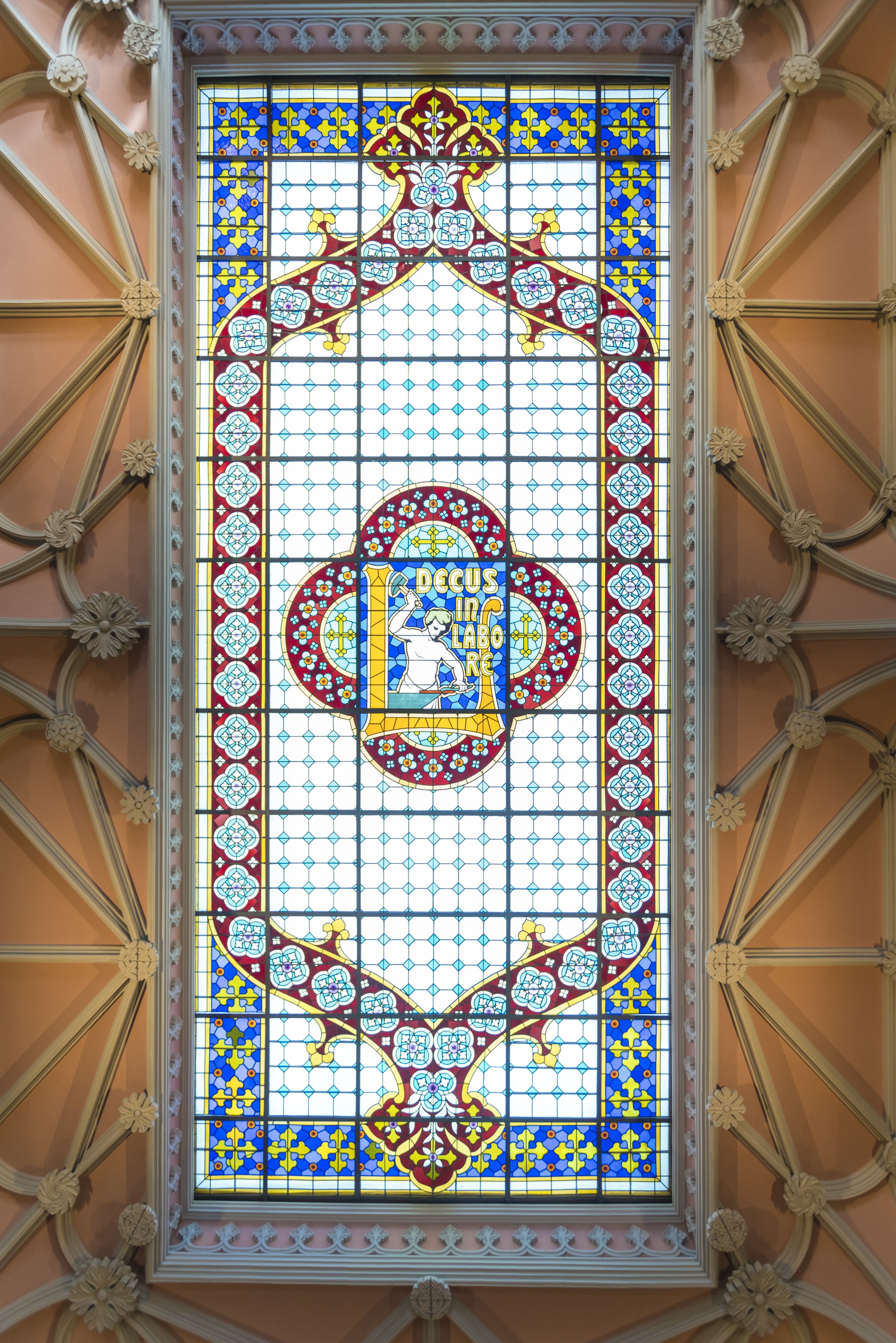 333042 A stained glass window in the Livraria Lello ceiling, Porto, Portugal, Jan. 20, 2022. (Getty Images)