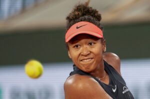 Japan's Naomi Osaka keeps her eye on the ball during her match against Iga Swiatek of Poland at Stade Roland Garros, Paris, France, May 29, 2024. (Reuters Photo)