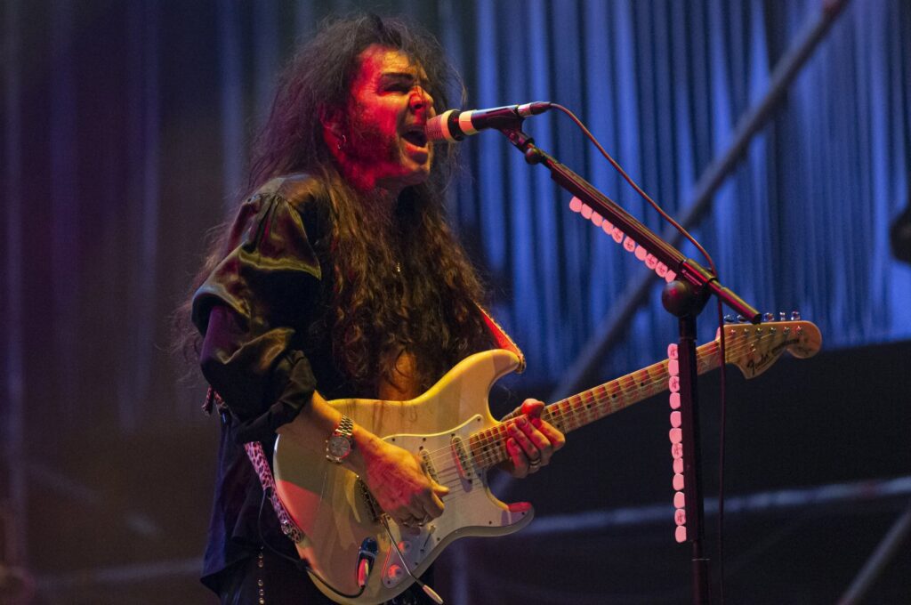 Swedish guitarist and singer Yngwie Malmsteen performs on stage during a concert at the Rock Imperium Festival in Cartagena, Spain, June 22, 2024. (EPA Photo)