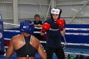 Turkish women's boxing national team athletes train at the Kastamonu Olympic Preparation and Training Camp Center, Kastamonu, Türkiye, June 21, 2024. (AA Photo)
