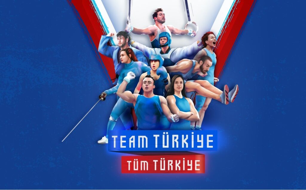 The Türkiye Iş Bankası illustration shows some of the 85 athletes from Team Türkiye who have qualified for the Paris 2024 Olympic Games. (DHA Photo)