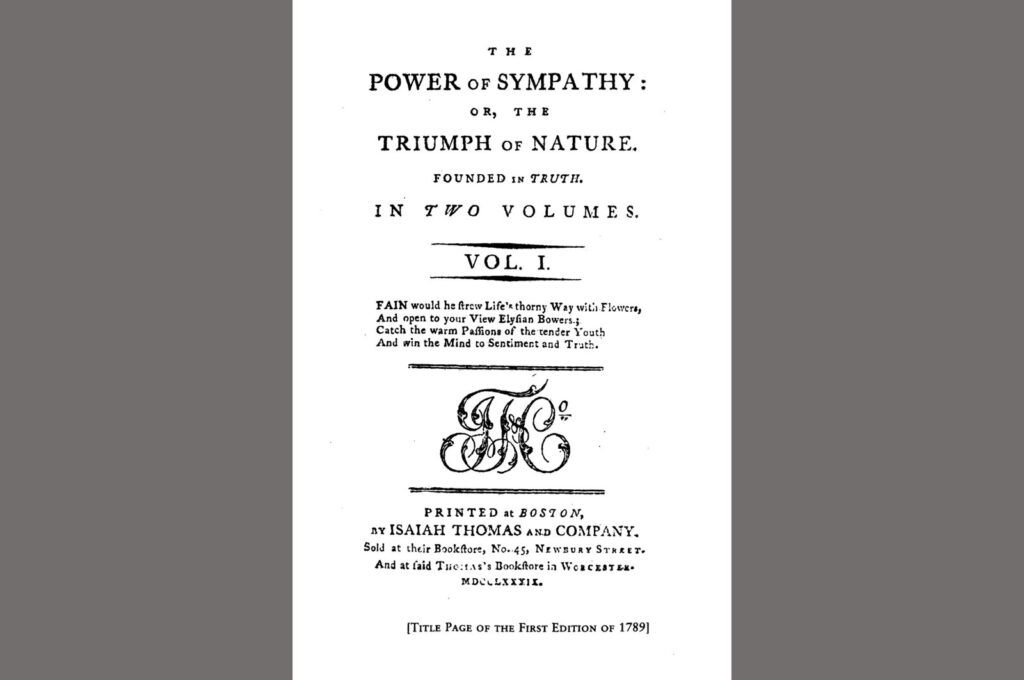 This image released by Penguin Classics shows the title page of the first edition of the 1789 book "The Power of Sympathy" by William Hill Brown. (AP Photo)