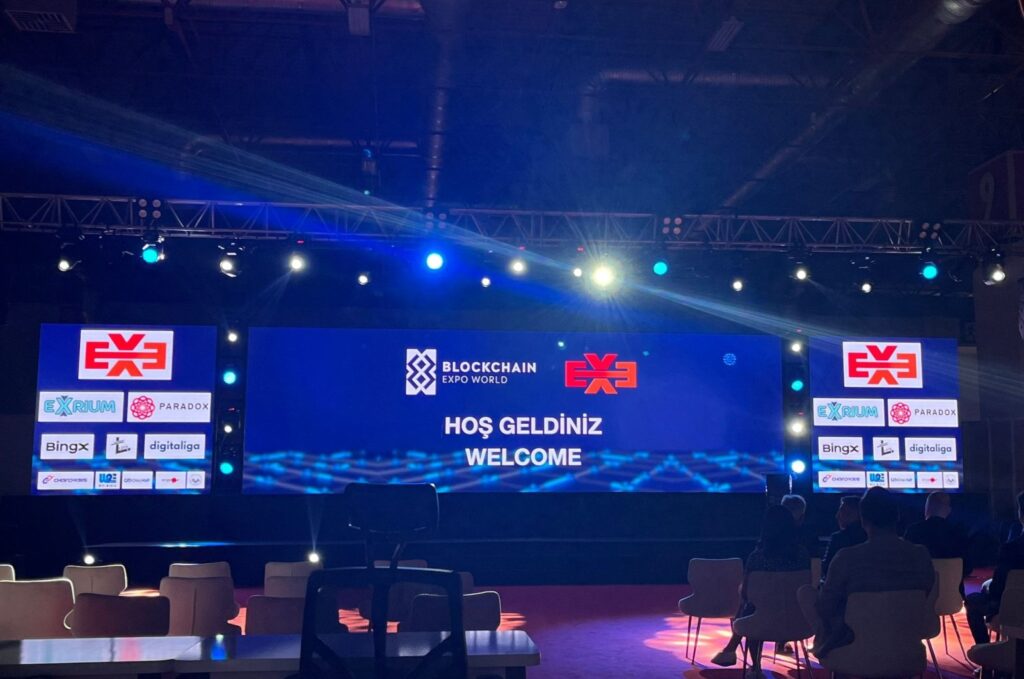 Participants watch a presentation at Blockchain Expo World Istanbul, Istanbul, Türkiye, July 4, 2024. (Photo by Betül Tilmaç)