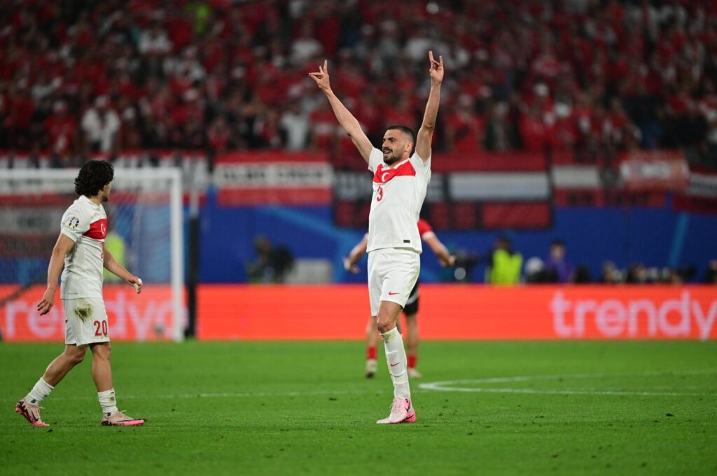 Türkiye's Merih Demiral celebrates after scoring his second goal during the UEFA Euro 2024 Round of 16 match against Austria, Leipzig, Germany, July 2, 2024. (AA Photo)