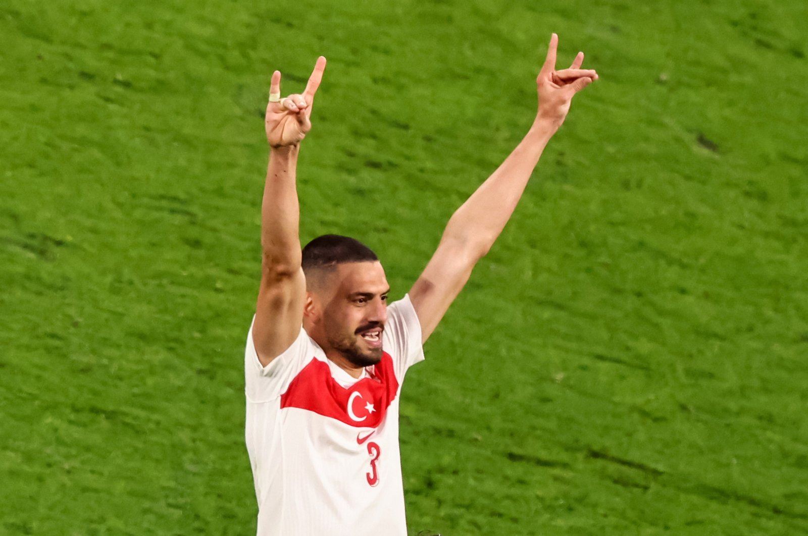 Türkiye's Merih Demiral celebrates after scoring his second goal during the UEFA Euro 2024 Round of 16 match against Austria, Leipzig, Germany, July 2, 2024. (AA Photo)