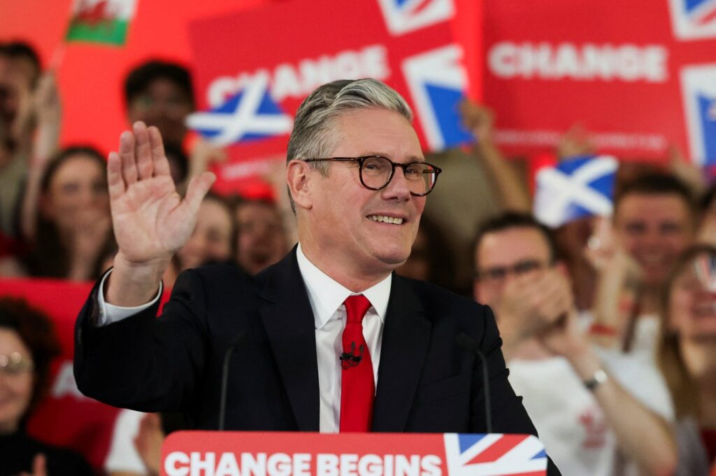 Keir Starmer, leader of Britain's Labour Party, reacts as he speaks at a reception to celebrate his win in the election, at Tate Modern, London, U.K., July 5, 2024. (Reuters Photo)