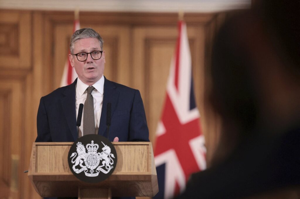 British Prime Minister Keir Starmer delivers a speech, following his first cabinet meeting as Prime Minister, in London, U.K., July 6, 2024. (AP Photo)