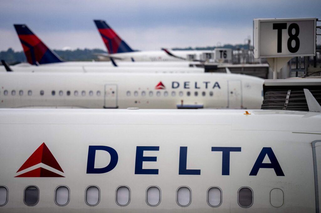 Delta Airlines planes sit parked at Hartsfield-Jackson Atlanta International Airport in Atlanta, Georgia, June 28, 2024. (Getty Images via AFP)