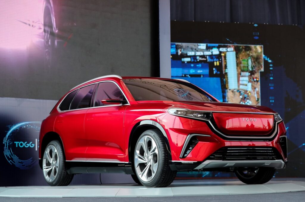 A prototype of Türkiye's first domestically developed car is on display at the groundbreaking ceremony for its factory in the Gemlik district of northwestern Bursa province, Türkiye, July 18, 2020. (AA Photo)