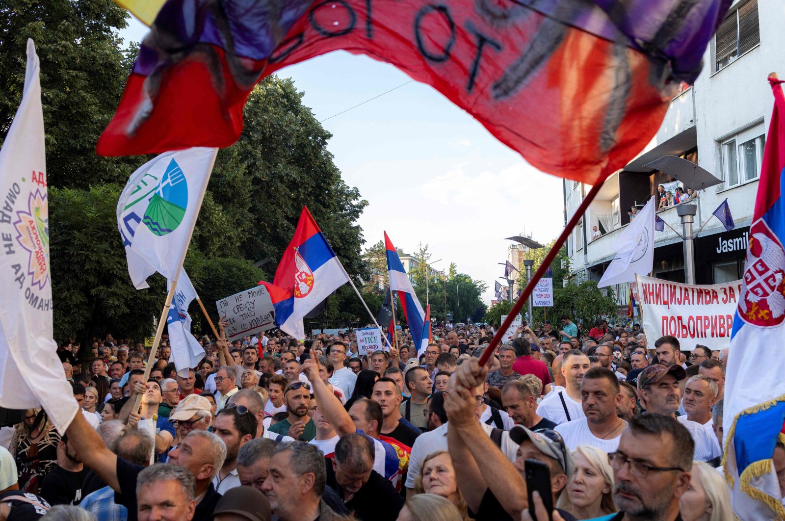 Thousands of demonstrators gather in Loznica to protest against the opening of a controversial lithium mining project that has been halted for years by protests over environmental fears, Serbia, June 28, 2024. (AFP Photo)