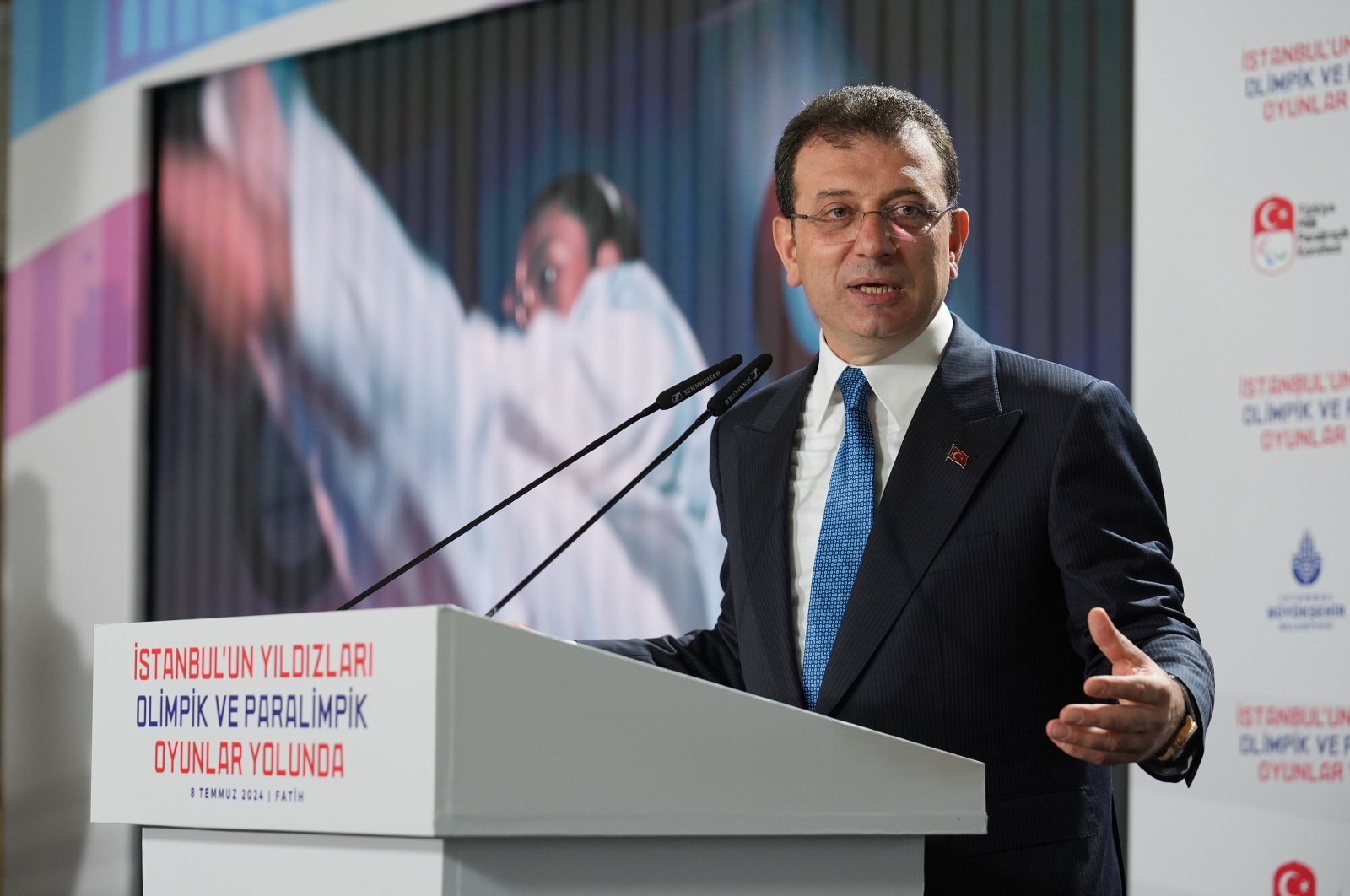 Istanbul Mayor Ekrem Imamoğlu speaks at an event in Istanbul, Türkiye, July 8, 2024. (AA Photo)