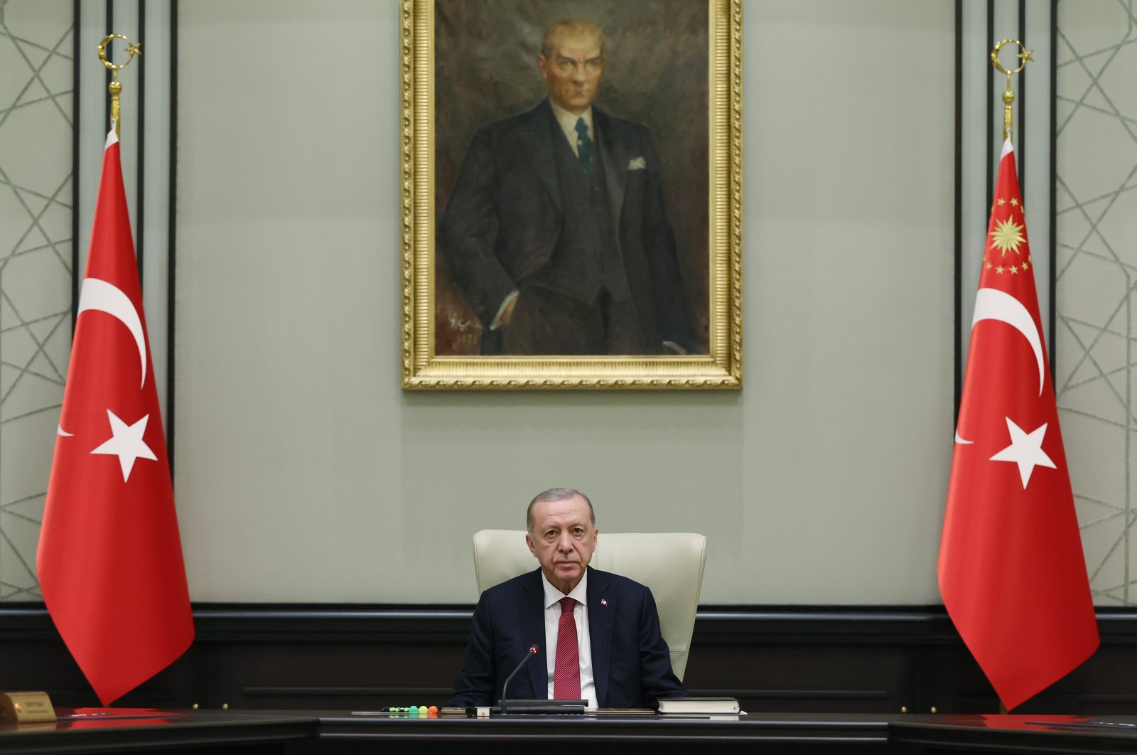 President Recep Tayyip Erdoğan chairs a cabinet meeting at the Presidential Complex in Ankara, July 16, 2024. (AA Photo)