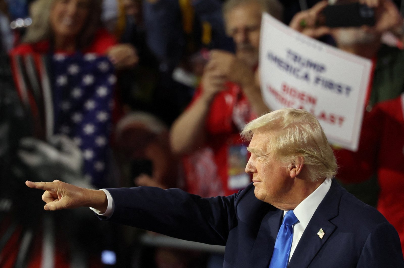 Republican presidential nominee and former U.S. President Donald Trump arrives to attend Day 2 of the Republican National Convention (RNC), at the Fiserv Forum in Milwaukee, Wisconsin, U.S., July 16, 2024. (Reuters Photo)