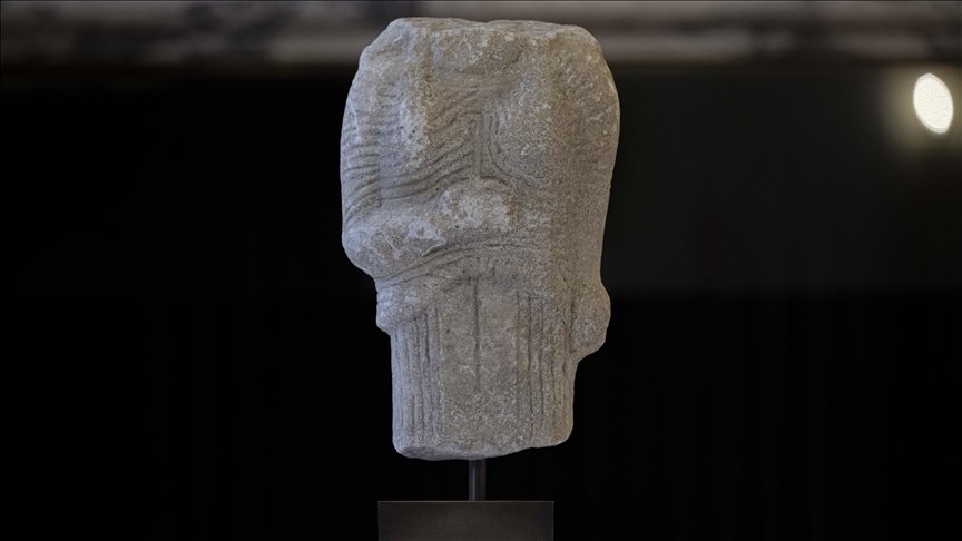 A marble torso of a young woman is on display after being smuggled and later returned, Türkiye, July 21, 2024. (DHA Photo)