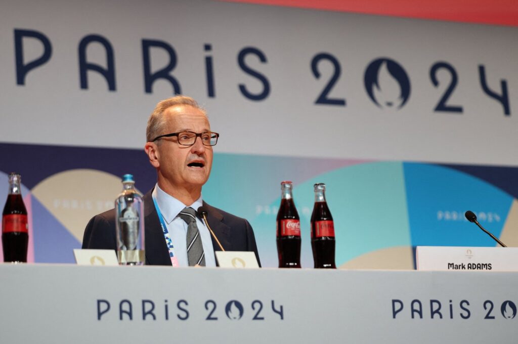 IOC spokesperson's Services Director, Mark Adams speaks at a presser in Paris, France, July 20, 2024. (Reuters Photo)