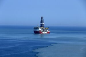 Fatih drillship is seen off the shores of the northern province of Zonguldak, Türkiye, July 20, 2020. (IHA Photo)